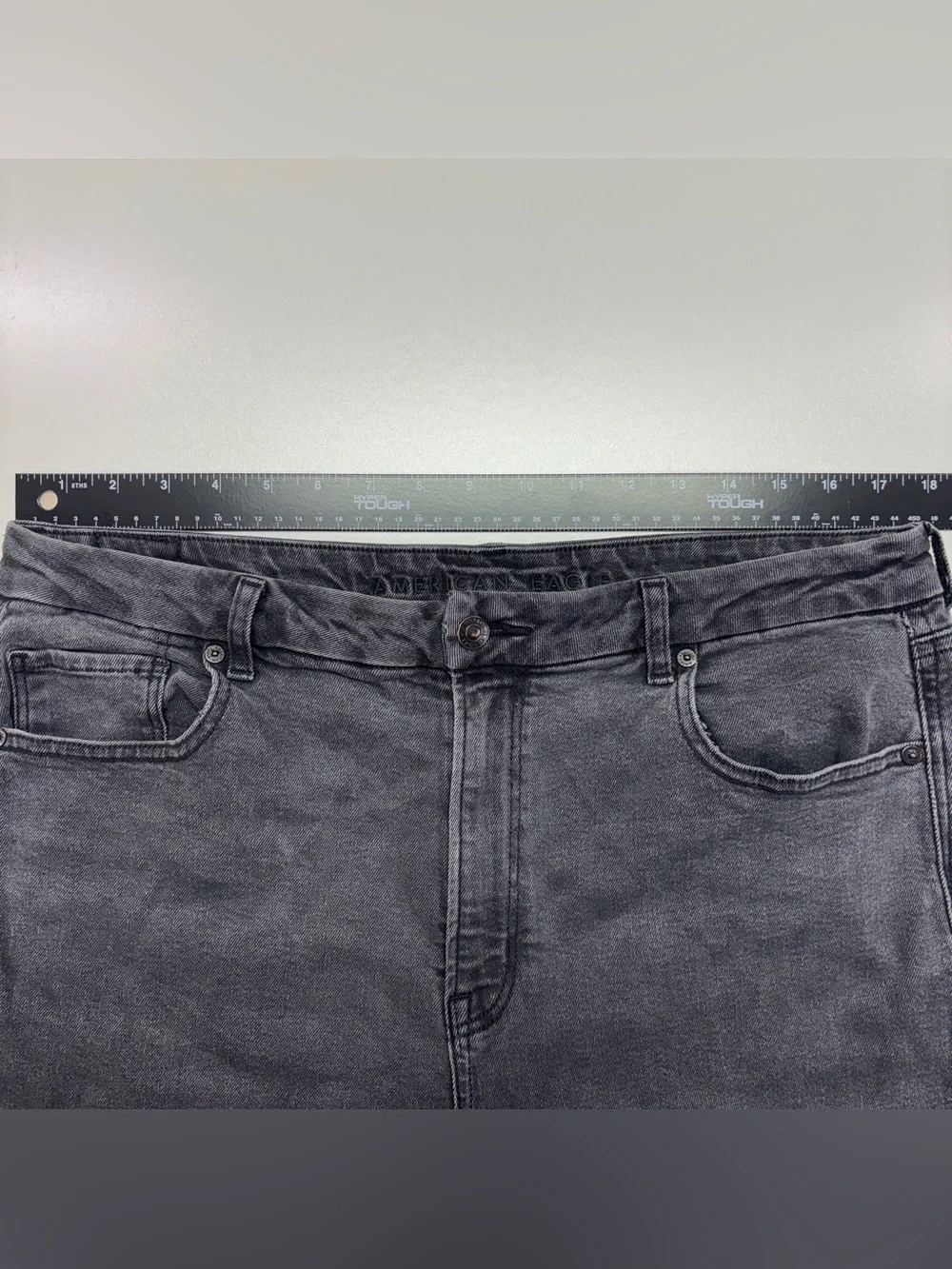 American Eagle Curvy Mom Jeans 16 Short Black Distressed Ripped Y2K Grunge